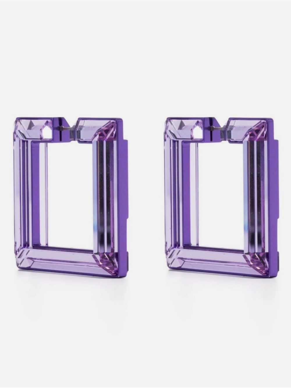 Swarovski Lucent Purple Geometric Crystal Hoop Earrings